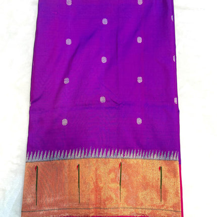 Authentic Single Muniya Border Paithani from Yeola| Pure Silk saree in with Magenta color with Zari Single Muniya Border