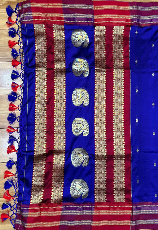 Special Sale!!! Original Narayan Peth 100% pure silk Saree from Yeola(With Blouse Piece) - Fall Pico Tassels done | Ready to wear