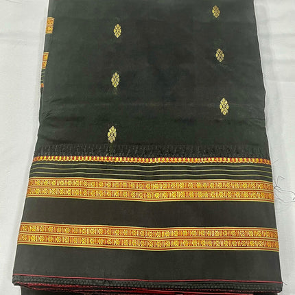 Special Sale !!!|Original Narayan Peth 100% pure silk Saree from Yeola - Black with black border|Fall Pico Tassels done