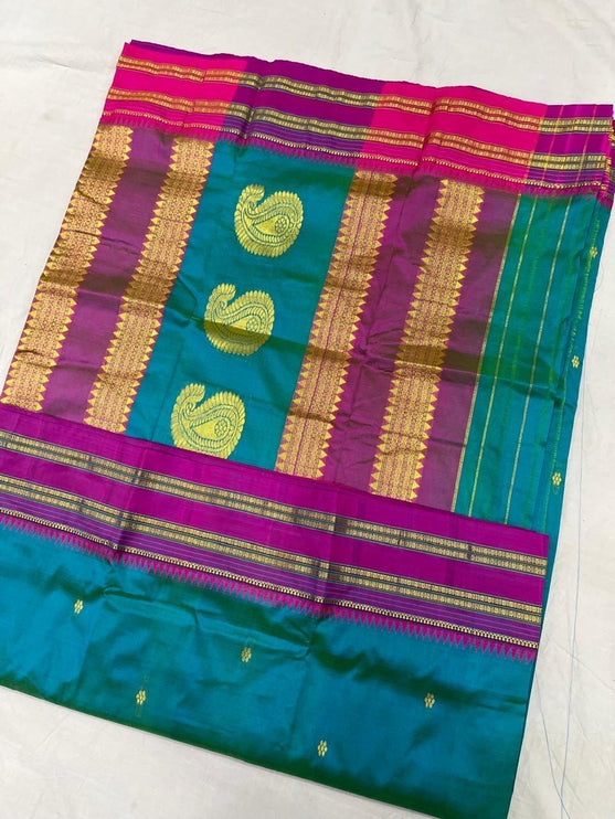 Special Sale!!! Original Narayan Peth 100% pure silk Saree from Yeola(With Blouse Piece) - Fall Pico Tassels done | Ready to wear