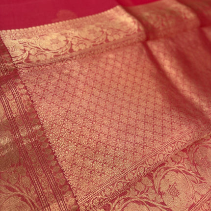 Orange color Banarasi Kora Organza Silk Saree With Motifs Pattern | SILK MARK CERTIFIED