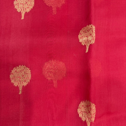 Orange color Banarasi Kora Organza Silk Saree With Motifs Pattern | SILK MARK CERTIFIED