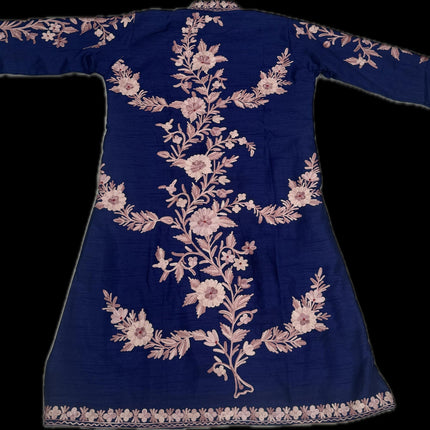 Luxury Kashmiri silk Ladies long Jacket | woven Kashmir Ari work | Statement fashion wear | Kashmir Winter Dresses | size 44