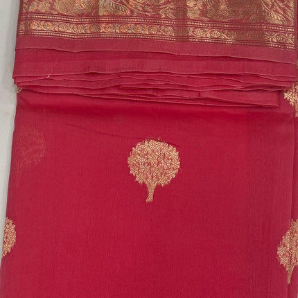 Orange color Banarasi Kora Organza Silk Saree With Motifs Pattern | SILK MARK CERTIFIED