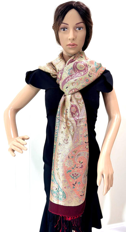 Pure Silk Stole/scarf, Long All Season Scarf in Luxurious Fabric , Fine Art Shawl and Wrap pashmina color