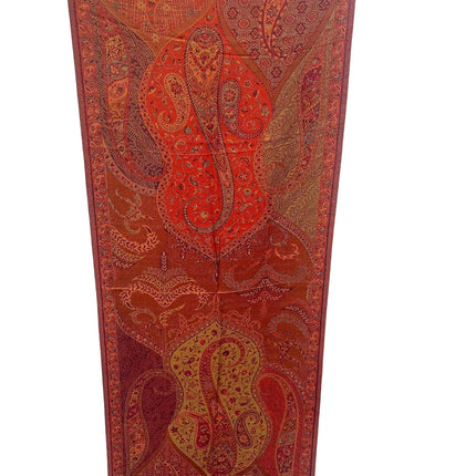 Pure Silk Stole/scarf, Long All Season Scarf in Luxurious Fabric , Fine Art Shawl and Wrap orange/green/brown/teal color