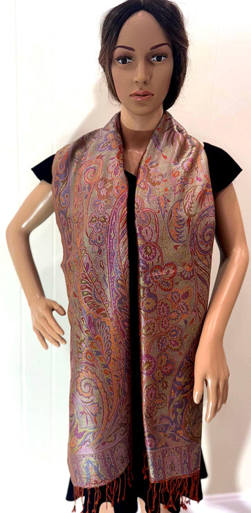 Pure Silk Stole/scarf, Long All Season Scarf in Luxurious Fabric , Fine Art Shawl and Wrap green color