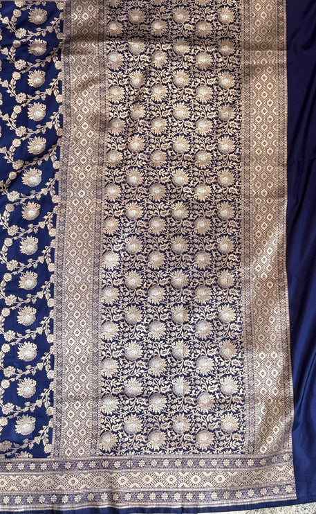 Pure Banarasi Kaduwa katan Silk Saree | Jaal weaving and silver/golden zari | Hand Woven | Lock weaving| Silk Mark certified