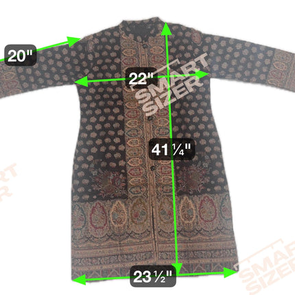 Luxury Kani/Jamawar Woolen Jacket with Jari | woven Kashmir Artwear | Statement fashion wear | Kashmir Winter Dresses|knee length| size 45