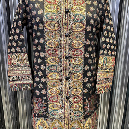 Luxury Kani/Jamawar Woolen Jacket with Jari | woven Kashmir Artwear | Statement fashion wear | Kashmir Winter Dresses|knee length| size 45