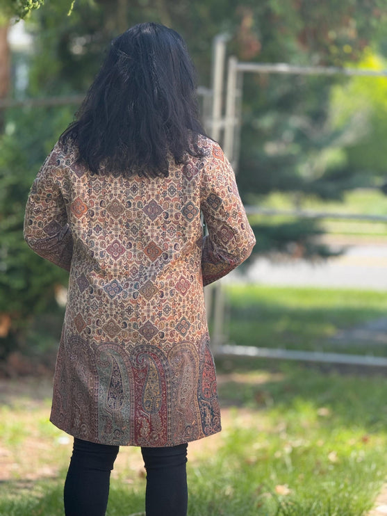 Luxury Kani/Jamawar Wool Ladies Jacket | woven Kashmir Artwear | Statement fashion wear | All season fashion|short length|sizes 44-50