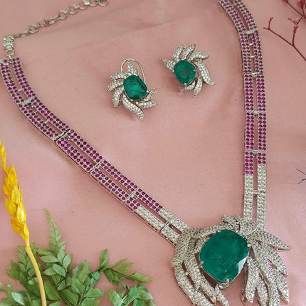 Real Royal Doublet stones set/Diamonds/ Necklace Set | Made with High-quality / Bridal Collection/wedding