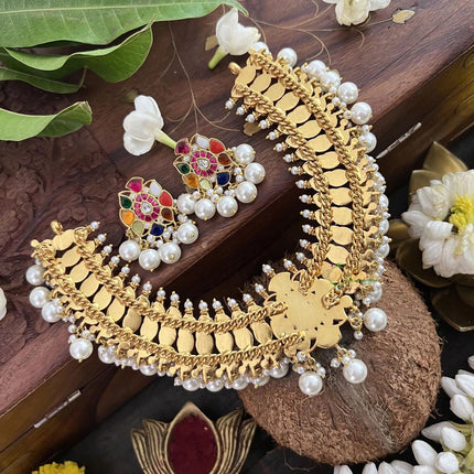 Real Royal semi precious Navratan Jadau Handmade Necklace Set | Made with High-quality semi-precious stones / wedding Collection