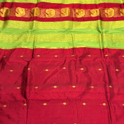 Special Sale !!!|Original Narayan Peth 100% pure silk Saree from Yeola - Maroon with Parrot green border|Fall Pico Tassels done
