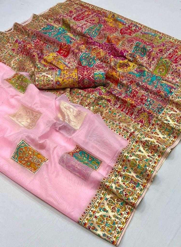 KASHMIRI MODAL handloom weaving with Unique motifs weaving all over the saree paired with blouse|