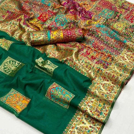 KASHMIRI MODAL handloom weaving with Unique motifs weaving all over the saree paired with blouse|