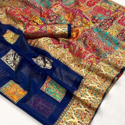 KASHMIRI MODAL handloom weaving with Unique motifs weaving all over the saree paired with blouse|