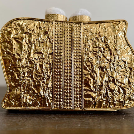 Luxury Marble & Gold Clutch | Elegant Mother of Pearl Handbag | Unique Statement Evening Bag with Chain
