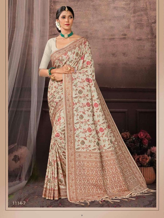 Kashmiri Kani Tussar Silk Saree - Hand Woven, Wedding & Party Wear