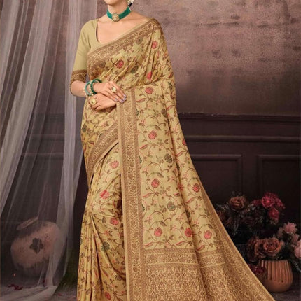 Kashmiri Kani Tussar Silk Saree - Hand Woven, Wedding & Party Wear