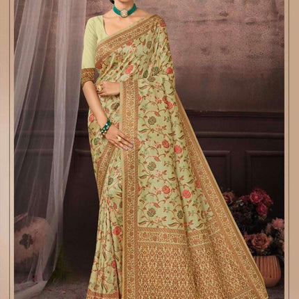Kashmiri Kani Tussar Silk Saree - Hand Woven, Wedding & Party Wear