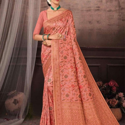 Kashmiri Kani Tussar Silk Saree - Hand Woven, Wedding & Party Wear