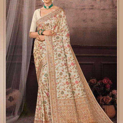 Kashmiri Kani Tussar Silk Saree - Hand Woven, Wedding & Party Wear