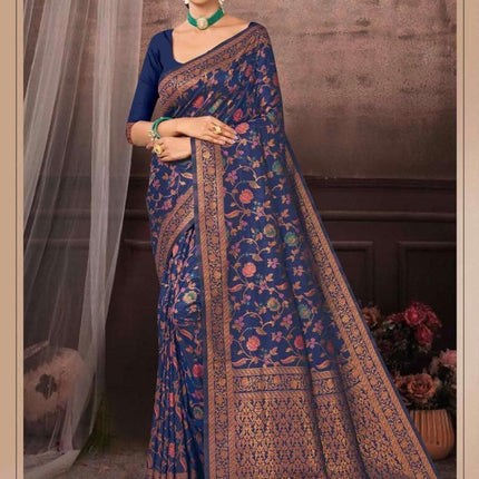 Kashmiri Kani Tussar Silk Saree - Hand Woven, Wedding & Party Wear