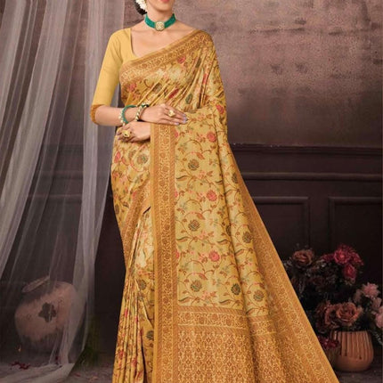 Kashmiri Kani Tussar Silk Saree - Hand Woven, Wedding & Party Wear