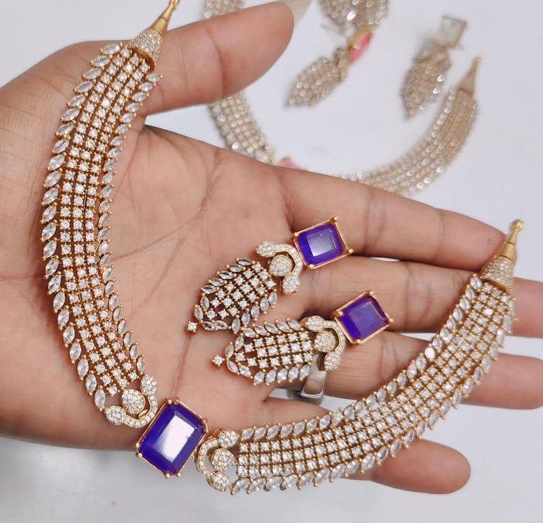 Pachi Kundan Designer Necklace Set | Diamonds & Doublet Stones, Gold Finish