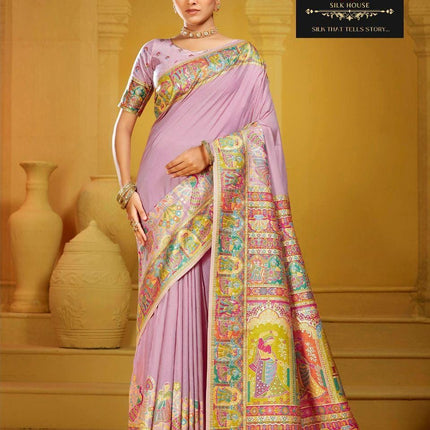Kashmiri Kani Silk Saree | Luxury Cotton Silk | Volume - Shahi Palla | Fine Embroidered | Party Wear