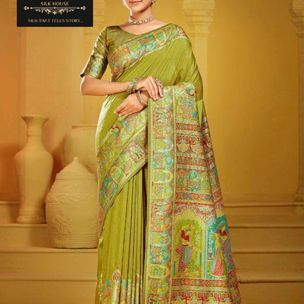Kashmiri Kani Silk Saree | Luxury Cotton Silk | Volume - Shahi Palla | Fine Embroidered | Party Wear