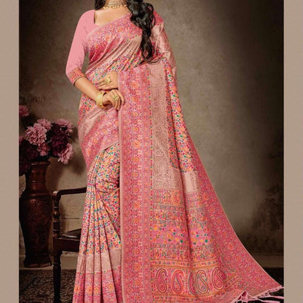 Kashmiri Tussar Silk Saree | Royal Kani Woven Border
