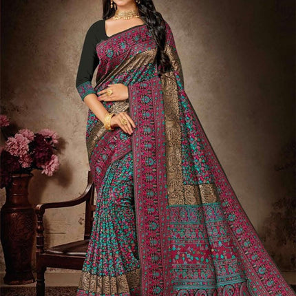 Kashmiri Tussar Silk Saree | Royal Kani Woven Border