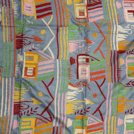 Hand Stitched Kantha Silk Saree | Multi Thread Kantha stitching | Village Art Work allover |