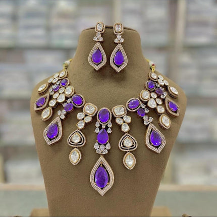 Kundan Polki Necklace Set | Victorian Style Bridal Jewelry