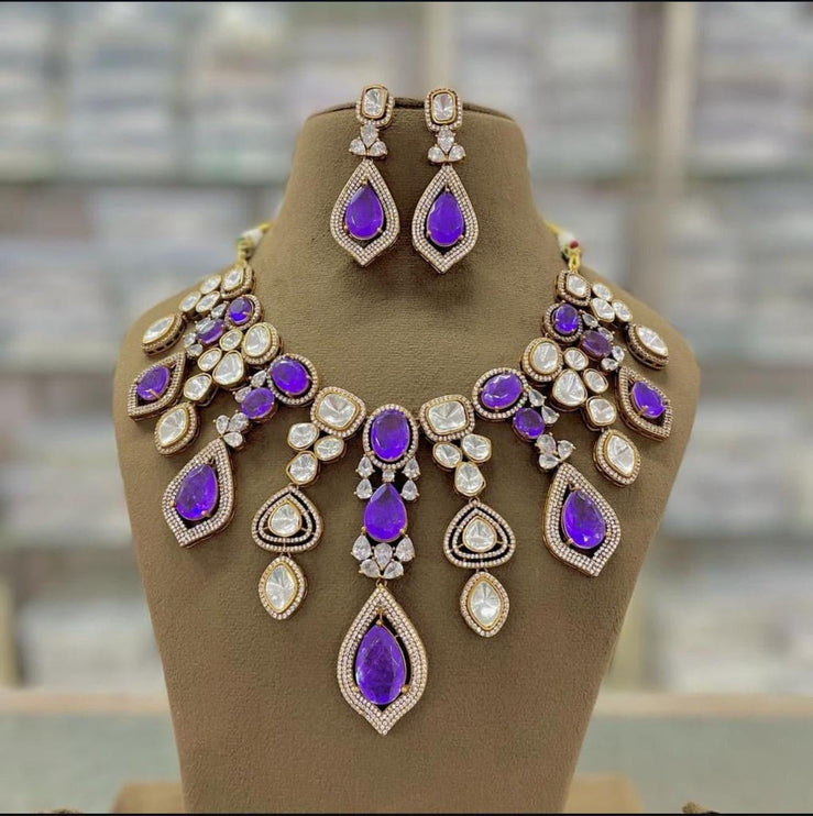 Kundan Polki Necklace Set | Victorian Style Bridal Jewelry