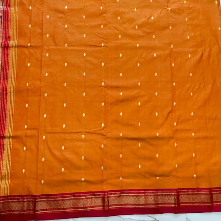 Handwoven Paithani Silk Saree | Yellow with Rani Pink Border