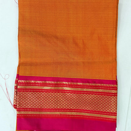 Handwoven Paithani Silk Saree | Yellow with Rani Pink Border