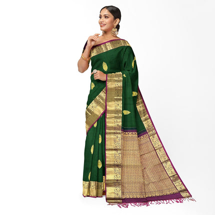 Green Kanjivaram Silk Saree with Gold Zari Weaving