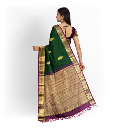 Green Kanjivaram Silk Saree with Gold Zari Weaving