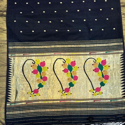 Handloom Paithani Saree | Cotton Design, Tasseled