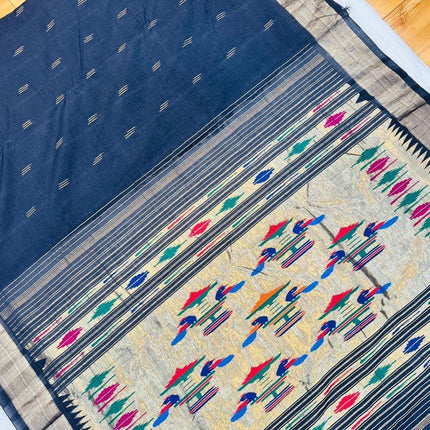 Handloom Paithani Saree | Cotton Design, Tasseled