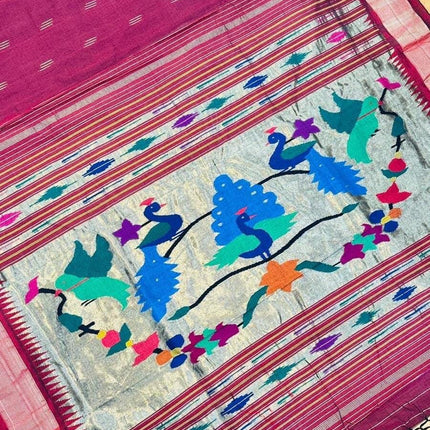 Handloom Paithani Saree | Cotton Design, Tasseled