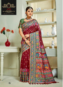 Kashmiri Gulistan Saree | Maroon Blended Silk with Floral Paisley
