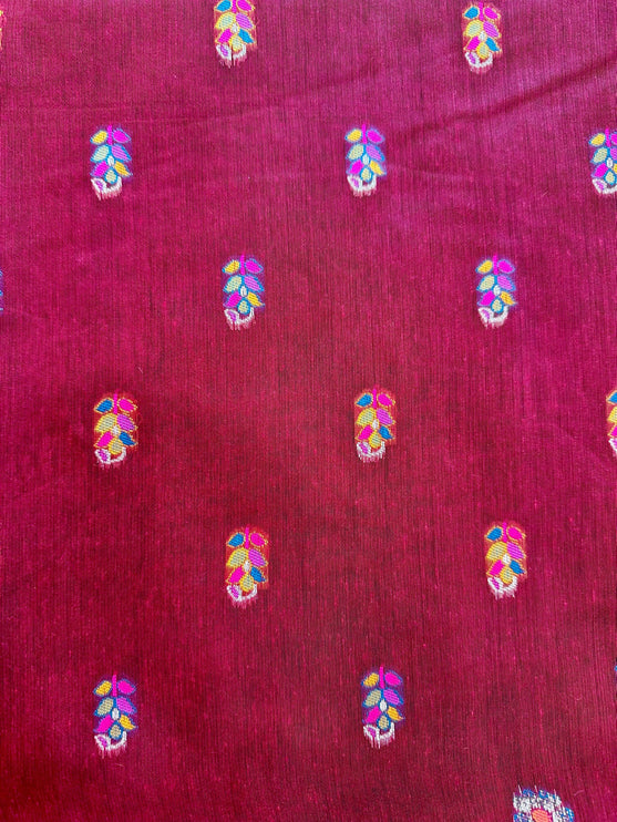 Kashmiri Gulistan Saree | Maroon Blended Silk with Floral Paisley
