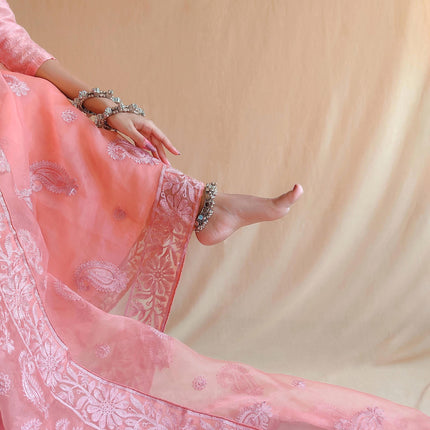Semi organza silk with embroidery work designer saree