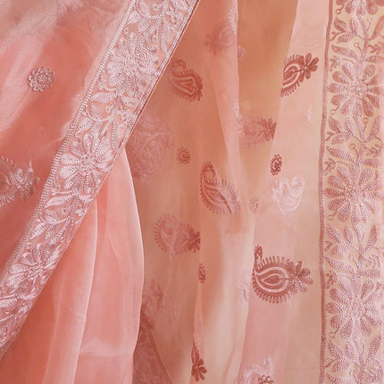 Semi organza silk with embroidery work designer saree