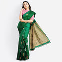 Green color Pure Silk Kanjivaram Saree With Motifs Pattern | SILK MARK CERTIFIED