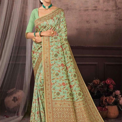 Kashmiri Kani Tussar Silk Saree - Hand Woven, Wedding & Party Wear